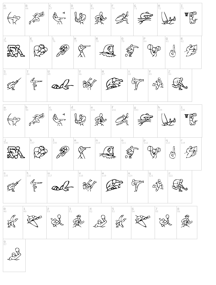 Olimpic Icons 1 font map